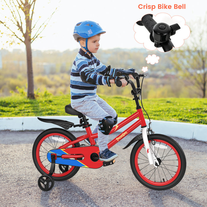 Velo Costway 16\" Pour Enfants Avec Roues D'entrainement Amovibles Et Panier Pour 4-7 Ans Rouge