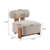 Luma Modern Boucle Lounge Chair with Rolled Backrest and Solid Wood Frame, Almond, Natural | Luma Fauteuil de Salon Moderne en Bouclette a Dossier Enroule et Cadre en Bois Massif, Amande, Naturel