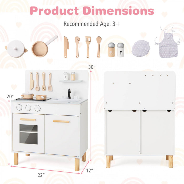 Costway Kids Kitchen Playset Avec Light Up Kitchen & Cooking Sounds Faucet D'evier De Four Blanc