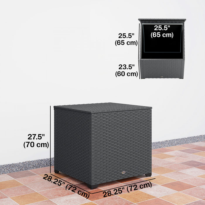 Outsunny Coffre de Rangement en Rotin 67 Gallons, Boite de Rangement Exterieure, Gris