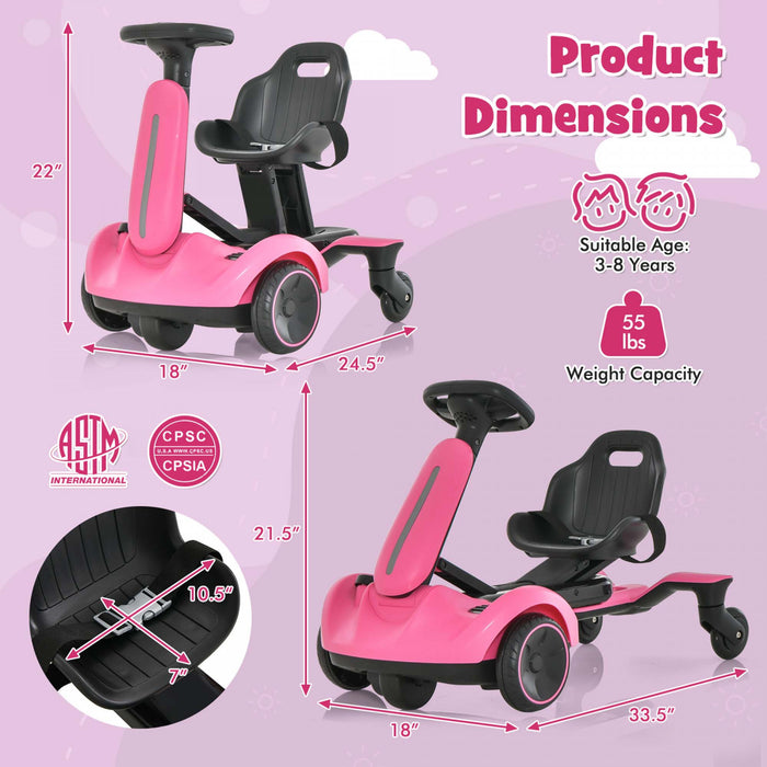 Costway 6v Kids Ride On Drift Car Electric Drifting Go Kart Pour Enfants Avec 360° Spin Rose