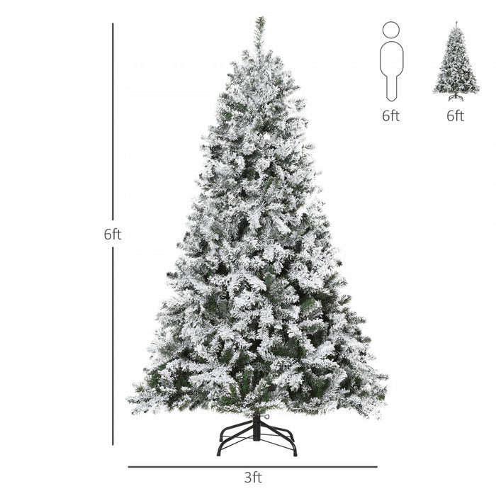 Homcom Arbre De Noel Artificiel Floque De Neige De 1.8 M Avec 928 Branches Et 250 Lumieres Led Blanc Chaud