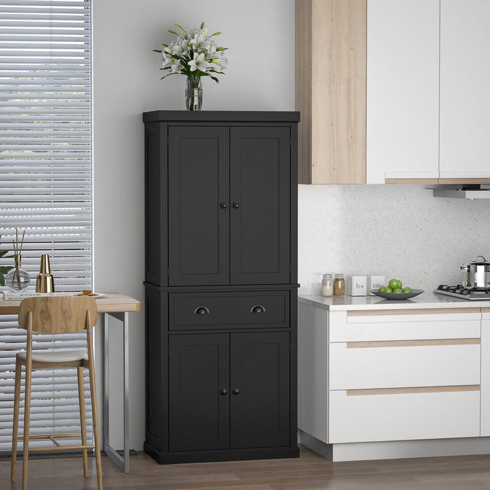 HOMCOM Armoire Garde-Manger Cuisine Etagere Tiroir Noir