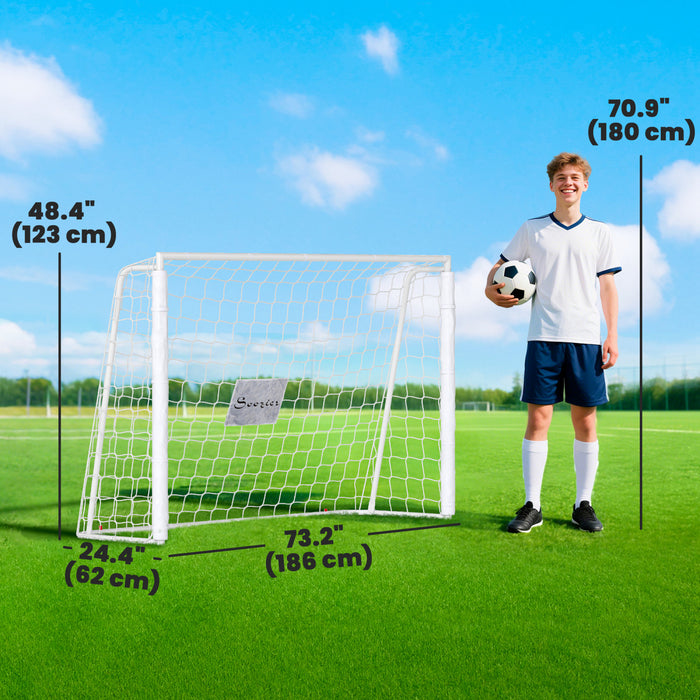 Soozier Filet de but de football 6 pi x 4 pi avec cadre en metal, blanc