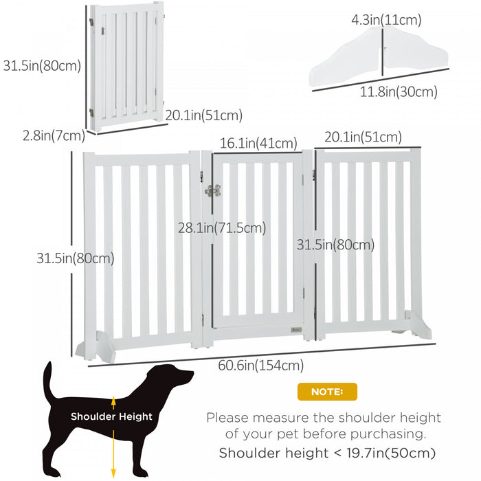 Pawhut Barriere Pliable Pour Chien Avec Porte, Barriere Autoportante A 3 Panneaux Avec Pieds De Soutien, Parc Interieur Pour Chiens De Taille Moyenne Et Inferieure, Blanc
