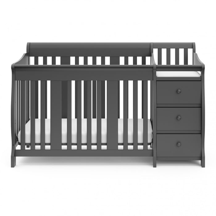 Storkcraft Portofino Lit de bebe convertible 4-en-1 avec table a langer - Gris