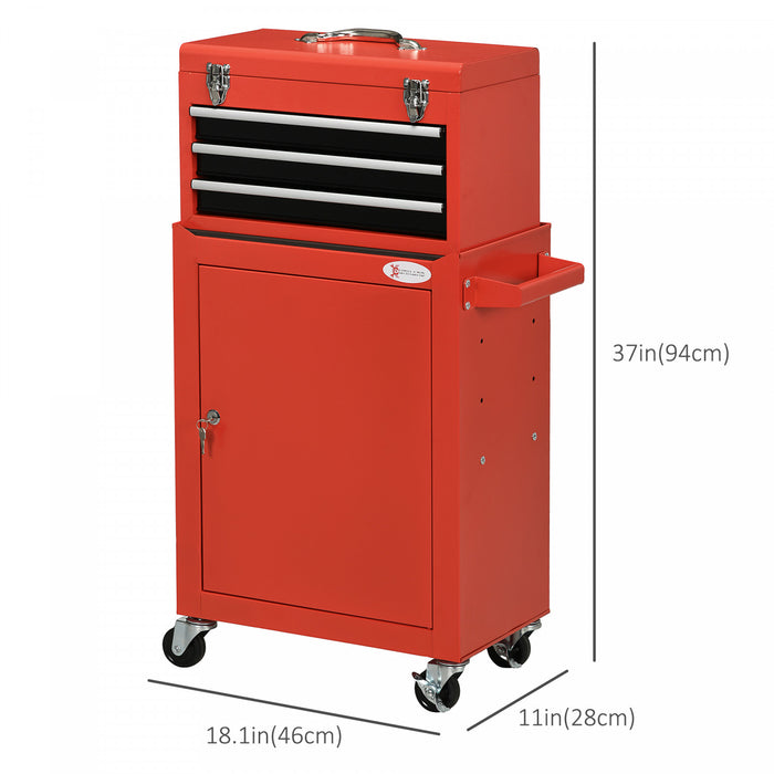Durhand Boite A Outils Amovible 2 En 1, Coffre A Outils A Roulettes