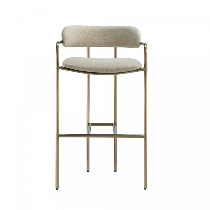 Tabouret de bar en metal rembourre style mid-century moderne Serene, coloris taupe