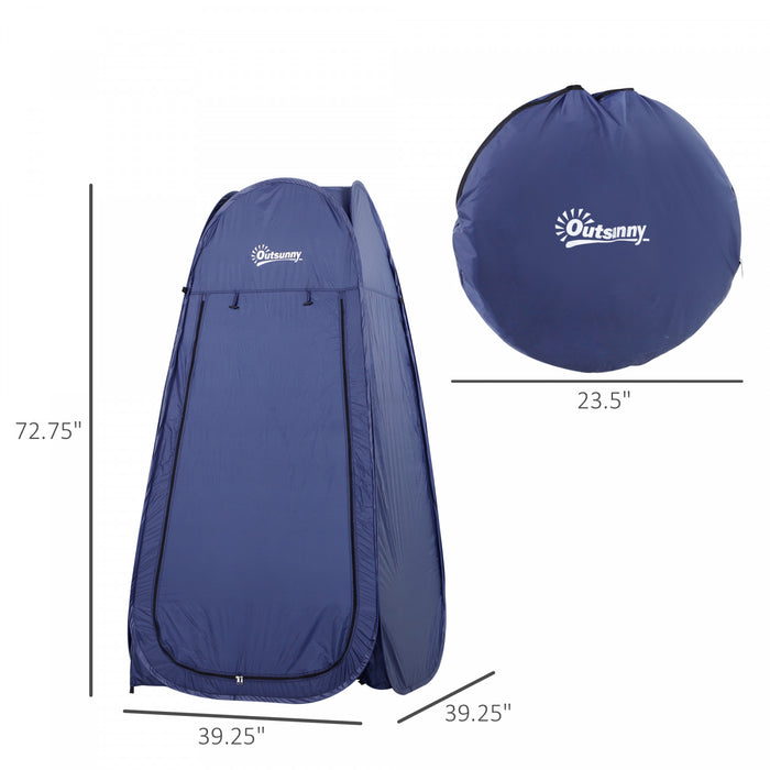 Outsunny Tente De Douche De Camping Portable Vestiaire Tentes D'abri De Confidentialite Toilettes De Plage Et Seance Photo En Interieur Avec Sac De Transport Bleu Marine