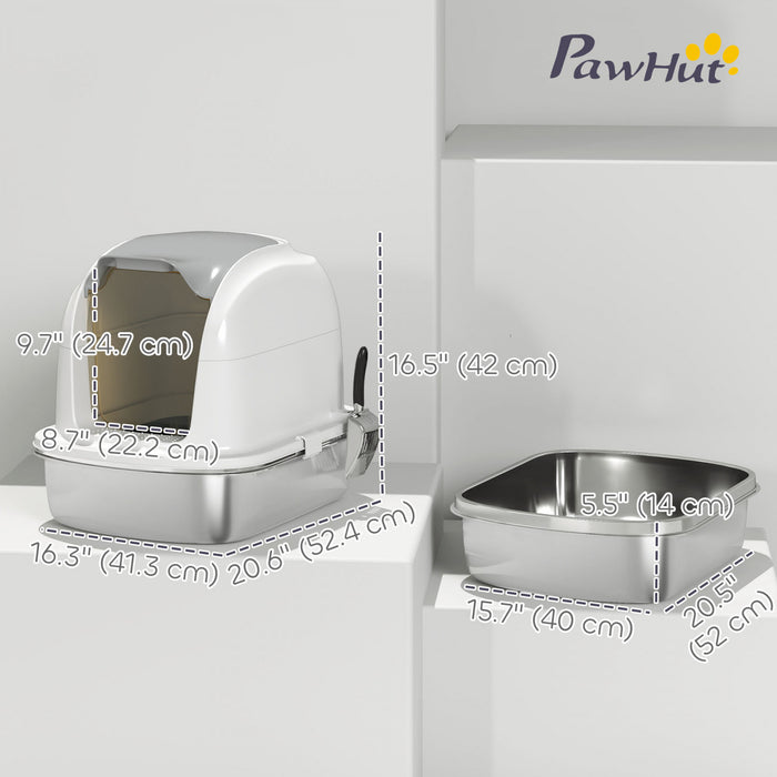 Xl Stainless Steel Cat Litter Box With Lid For Big Cats
