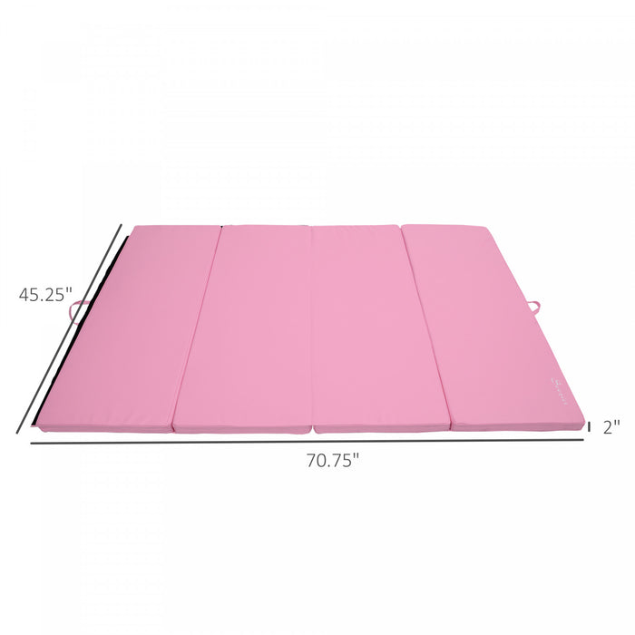 Soozier Tapis De Gymnastique Pliable 10,2 X 15,2 X 5,1 Cm, Tapis D'exercice Avec Poignees De Transport Pour Yoga, Mma, Arts Martiaux, Etirements, Entrainements De Base, Rose