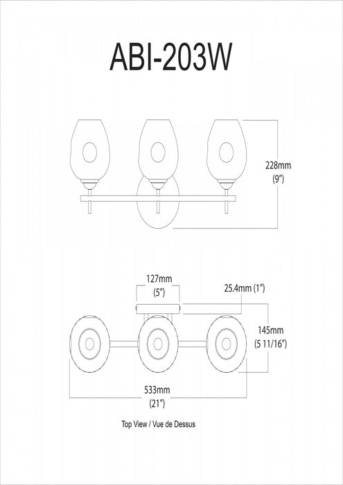 Lumière de coiffeuse Abii de Dainolite en verre champagne, avec fini bronze rétro et 3 ampoules