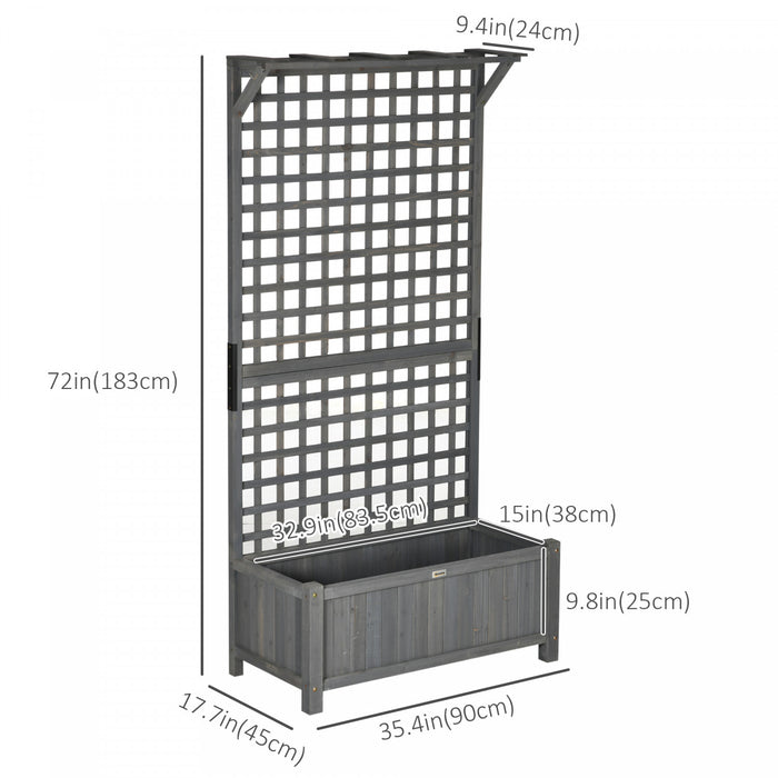 Outsunny Lit De Jardin Sureleve , Jardiniere En Bois Avec Treillis, Jardiniere Avec Ecran De Confidentialite Pour Cultiver Des Legumes, Des Herbes Et Des Fleurs Pour Le Jardin, La Terrasse, Gris