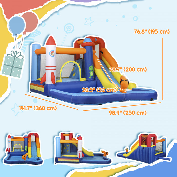 Qaba Chateau Gonflable 5 En 1 Pour Enfants Avec Souffleur 550 W