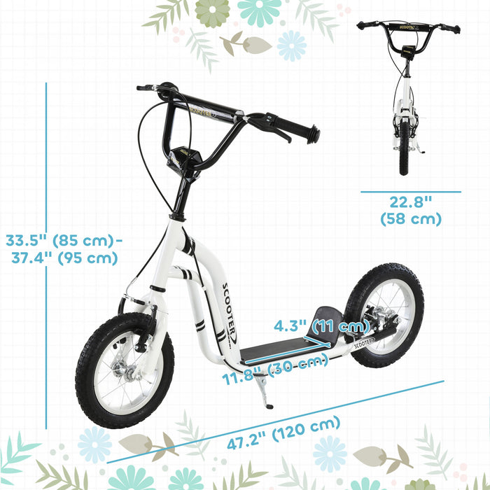 Aosom Trottinette Pour Enfants Avec Guidon Reglable En Hauteur, Blanc