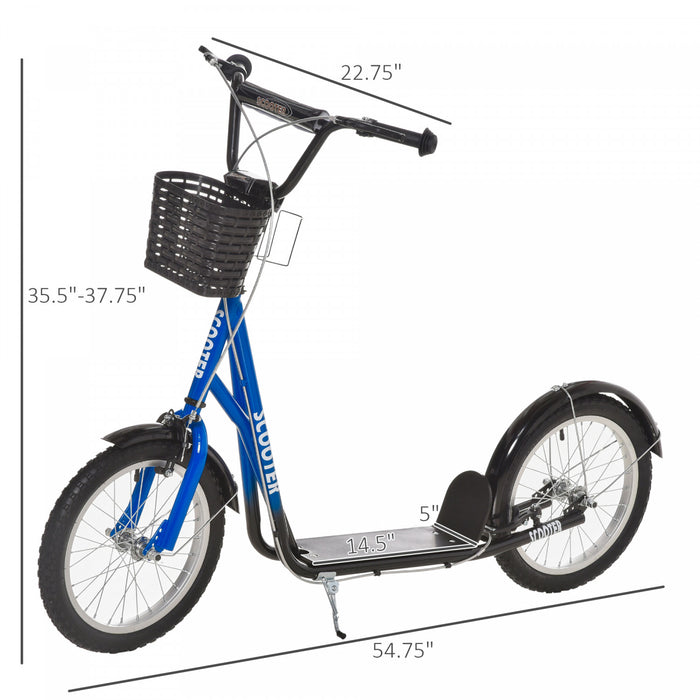 Homcom Trottinette Patinette Pour Enfants 5-12 Ans Hauteur Guidon Reglable Frein Av/ar Panier De Rangement Porte-gobelet Integres Roues Pneumatiques Bequille Metal Alliage D'alu Rose