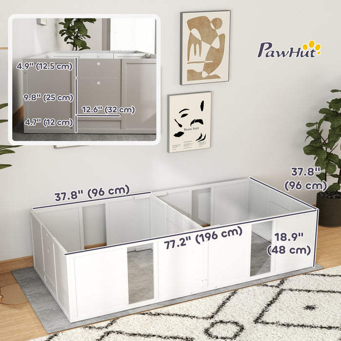 Pawhut Boite De Mise Bas Pour Chiens Et Chiots, Enclos De Mise Bas Pour Chien, Interieur Avec Portes Amovibles A Hauteur Reglable, Pour Chiens De Petite Taille, 77\" X 38\" X 19\"