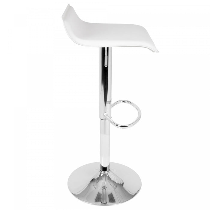 Tabouret pivotant contemporain Ale à hauteur réglable en tissu blanc - ensemble de 2