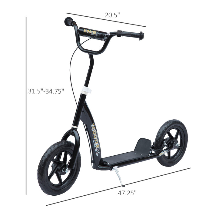 Homcom Trotinette Pour Enfants A Partir De 5 Ans Scooter Pour Adolescents Avec Pneu De 30.5 Cm Noir