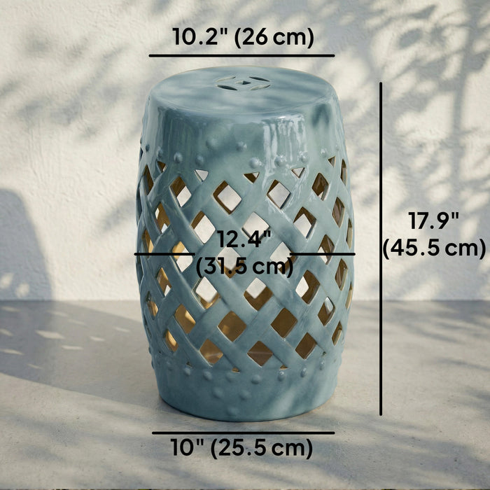 Outsunny Tabouret de Jardin Exterieur en Ceramique 33 x 45 cm, Bleu