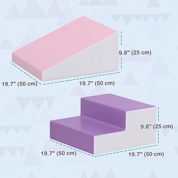 Soozier Ensemble De Jeu Doux 2 Pieces Pour Activites D'escalade Et D'exploration, Blocs De Mousse Pour Bebes D'age Prescolaire, Equipement De Jeu Avec Structure D'activite, Violet