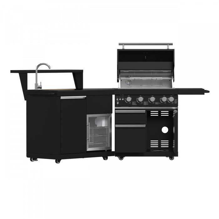 Module barbecue et evier All'Aperto 62 600 BTU avec comptoirs noirs et bar – FODKT2582BLK