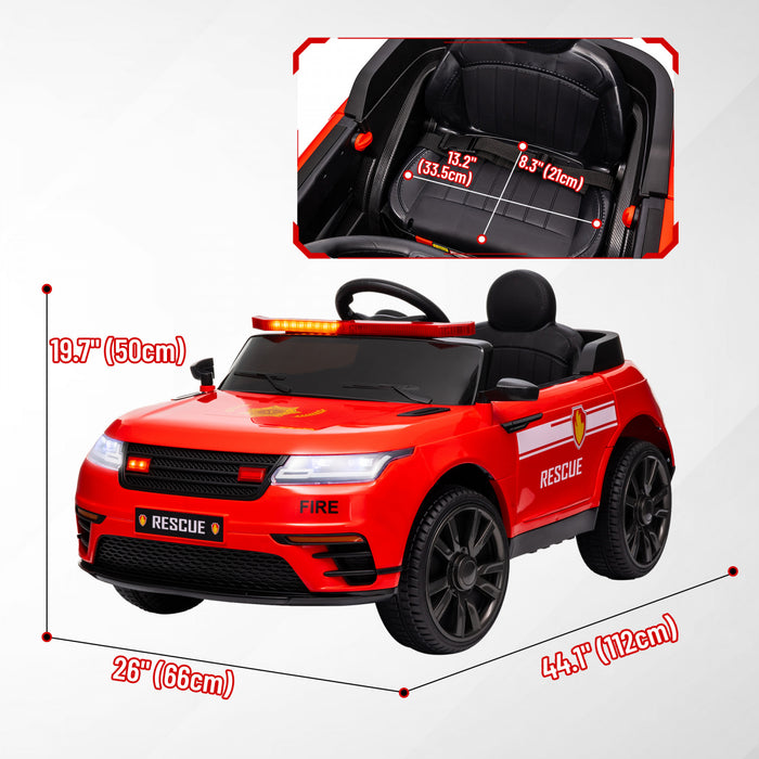 Qaba Voiture Electrique 12 V Pour Enfants, Voiture De Police Pour Enfants Alimentee Par Batterie Avec Telecommande, 4 Roues A Suspension A Ressort, Musique, Lumiere, Klaxon, Rouge