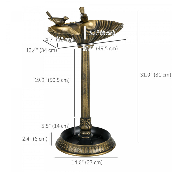 Outsunny Bain D'oiseaux Avec Socle, Bol De Bain D'oiseaux, Bronze