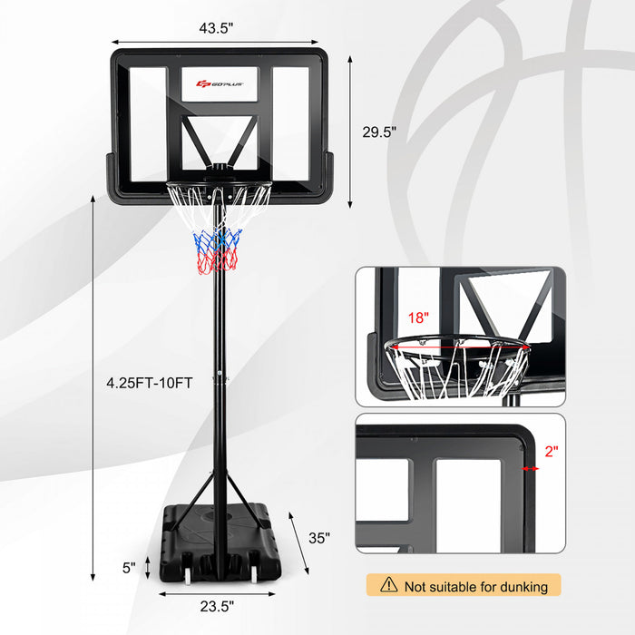 Support De Panier De Basket-ball Portable De Marque Costway Hauteur Reglable Avec Roues Arriere Incassables