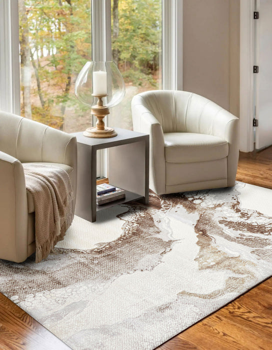 Tapis Contemporain/Moderne Bloom 8'0\" x 10'0\" en Brun clair