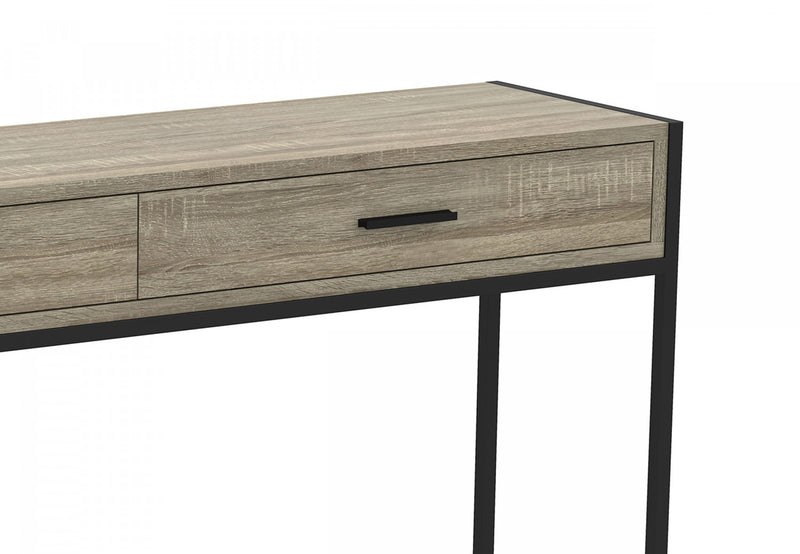Console moderne de 48 po avec 2 tiroirs - taupe foncé avec métal noir