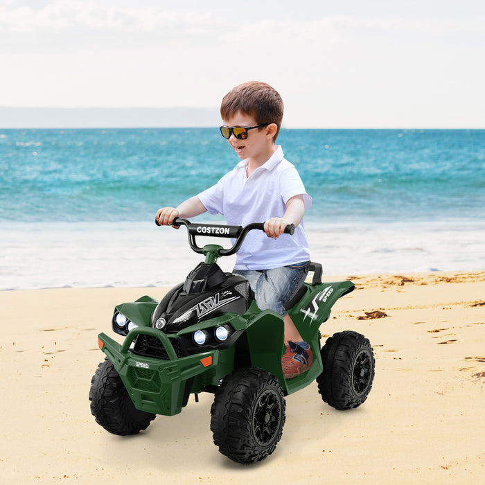 Costway 12v Batterie Alimentee Enfants Rouler Sur Atv Electrique 4 Roues Quad Car Avec Mp3 & Lumiere