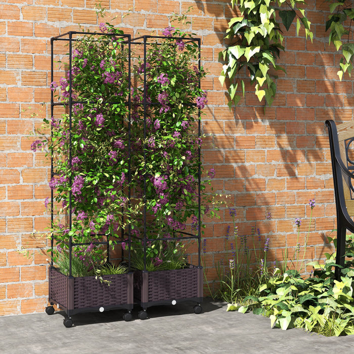 Costway 1 Pcs 67\" Planter Souleve Lit De Jardin Avec Planter Box & Trellis Hauteur Reglable