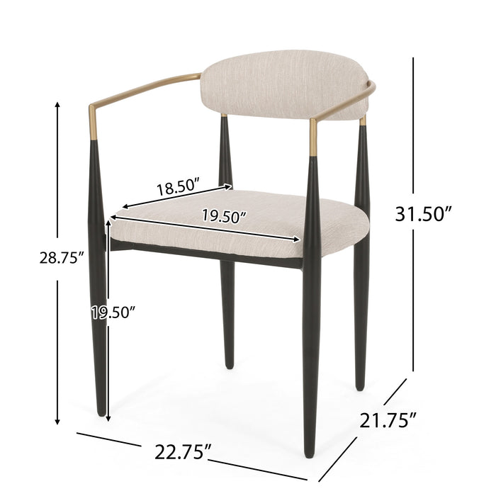 Ensemble De 2 Chaises De Salle À Manger Mila Avec Revêtement En Tissu Et Structure En Metal - Beige Et Noir