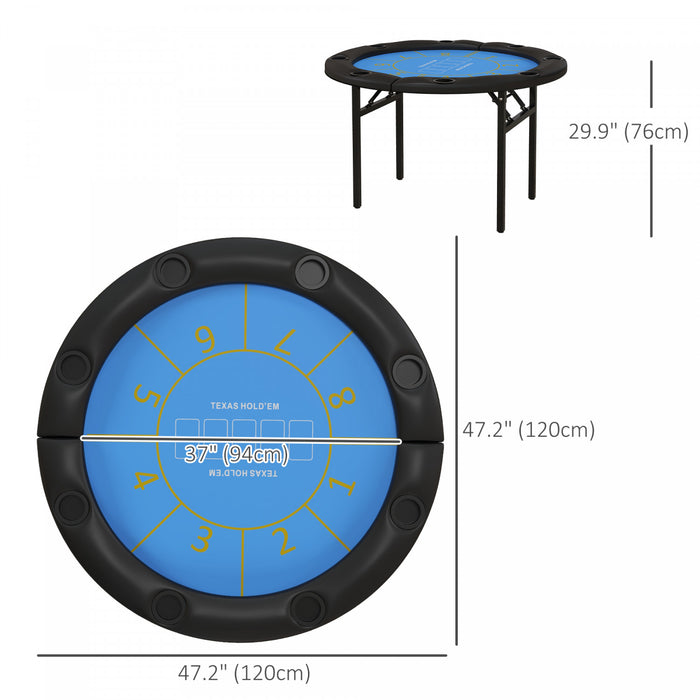Soozier 47\" Table De Poker Pliable 8 Joueurs Table De Jeu De Blackjack