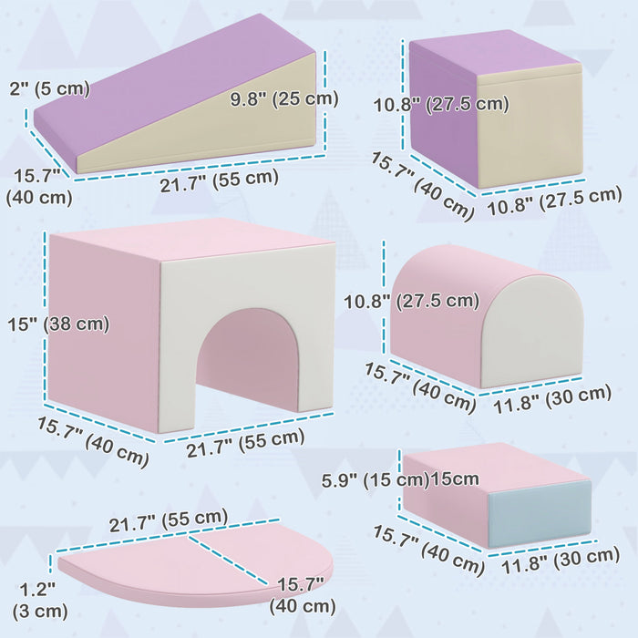 Qaba 7 Pieces, Jeu En Mousse, Escaliers Et Rampes Pour Enfants, Logiciels Educatifs Colores, Jouets D'activite Pour Bebes Et Enfants D'age Prescolaire - Multicolore