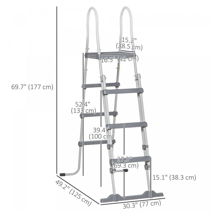 Outsunny Echelle De Piscine Hors Sol De 70 Po, Escaliers De Piscine, Gris