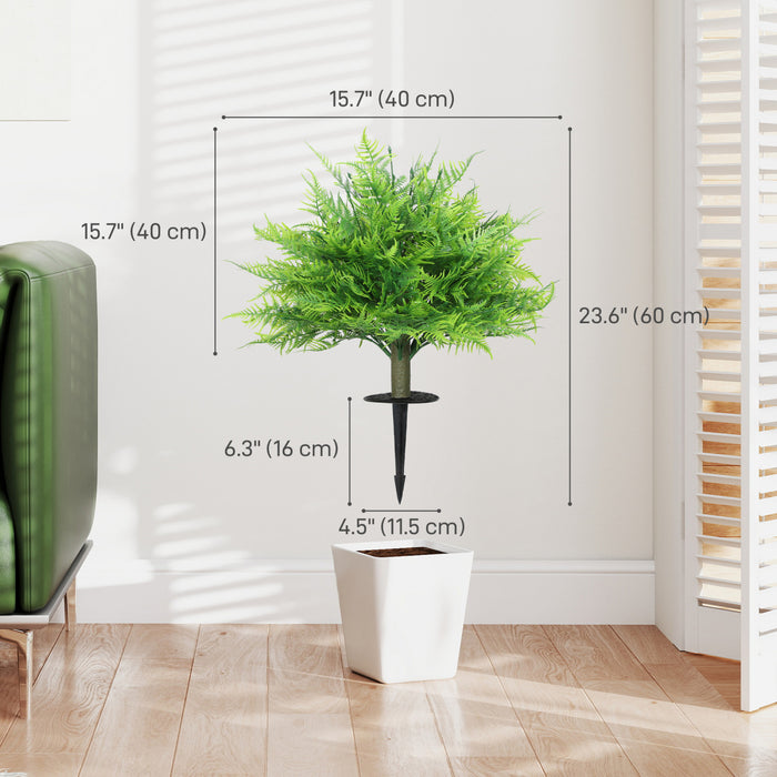 HOMCOM Fougeres de Boston Artificielles Resistantes aux UV, 60 cm, Plantes Artificielles, Vert