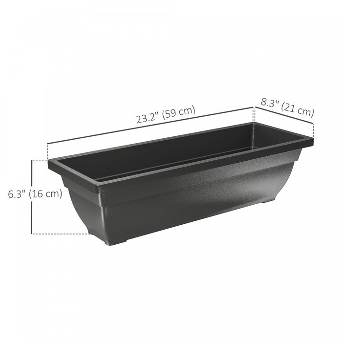 Outsunny Lot de 5 jardinieres de fenetre de 23 pouces, noir