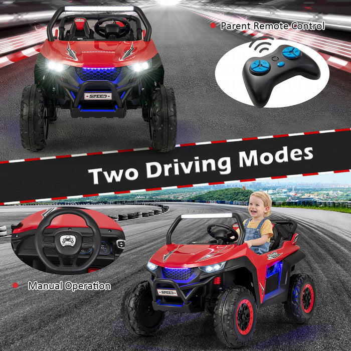 Costway 12v 2 Places Enfants Roulent Sur La Suspension De Vehicule Electrique Utv Rc W / Lumieres Et Musique