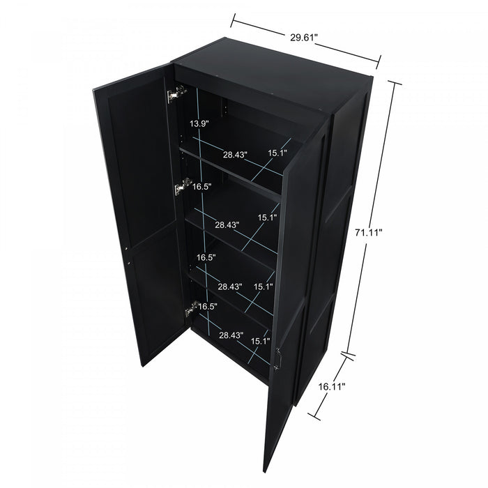 Armoire de rangement Cornelia Modern 30\" en noir (4 etageres)