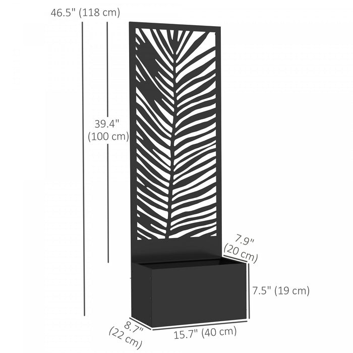 Outsunny Lit de jardin sureleve avec ecran de confidentialite mural, noir