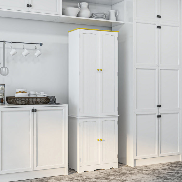 HOMCOM Armoire de rangement de cuisine autoportante, 4 etageres, 4 portes