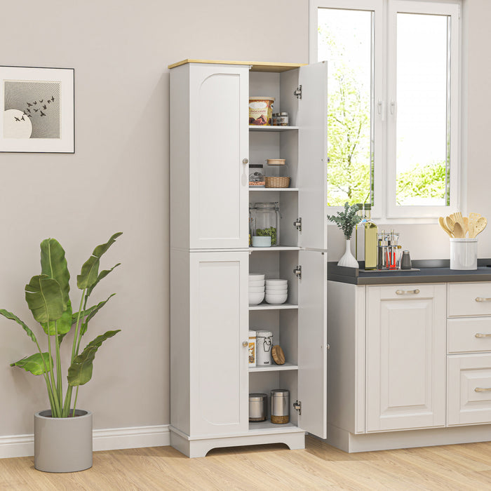 HOMCOM Armoire de garde-manger avec 4 portes, 72 po de haut, blanc