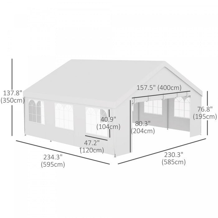 Outsunny Tente De Reception, Protection Uv, Avec 2 Portes Et 6 Fenetres