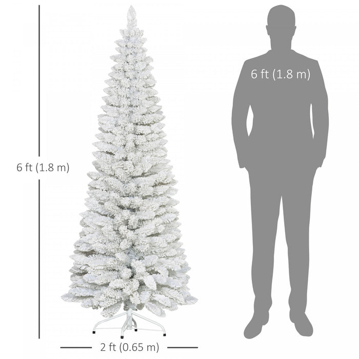 Homcom Sapin De Noel Floque Avec Pointes De Branches Realistes, Blanc