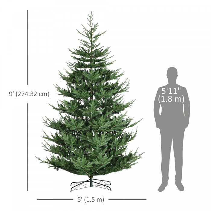HOMCOM Sapin de Noel Artificiel de 9pi avec Conception a Charniere, Vert