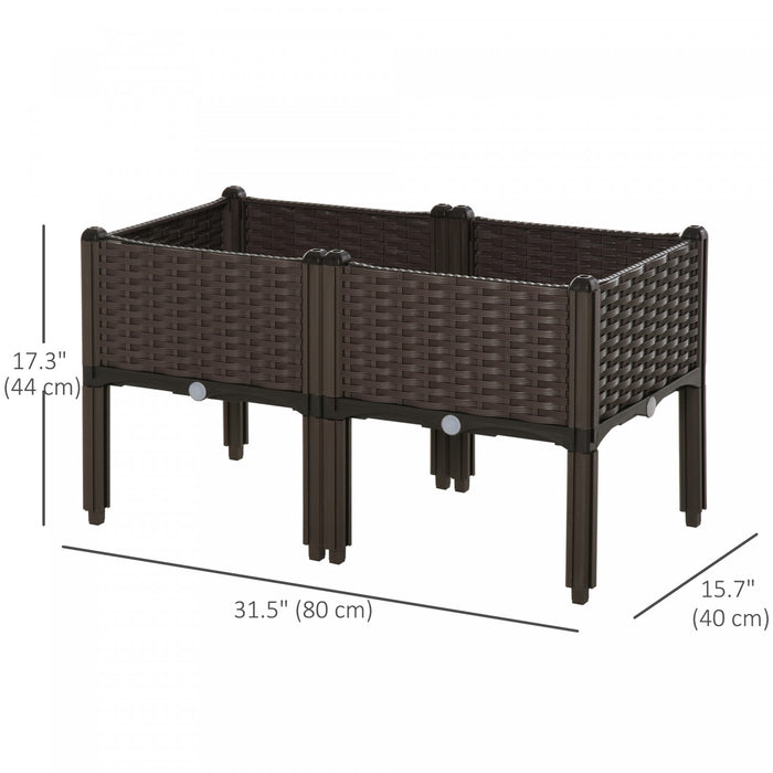 Outsunny Lit de jardin sureleve 2 pieces, parterre de fleurs sureleve