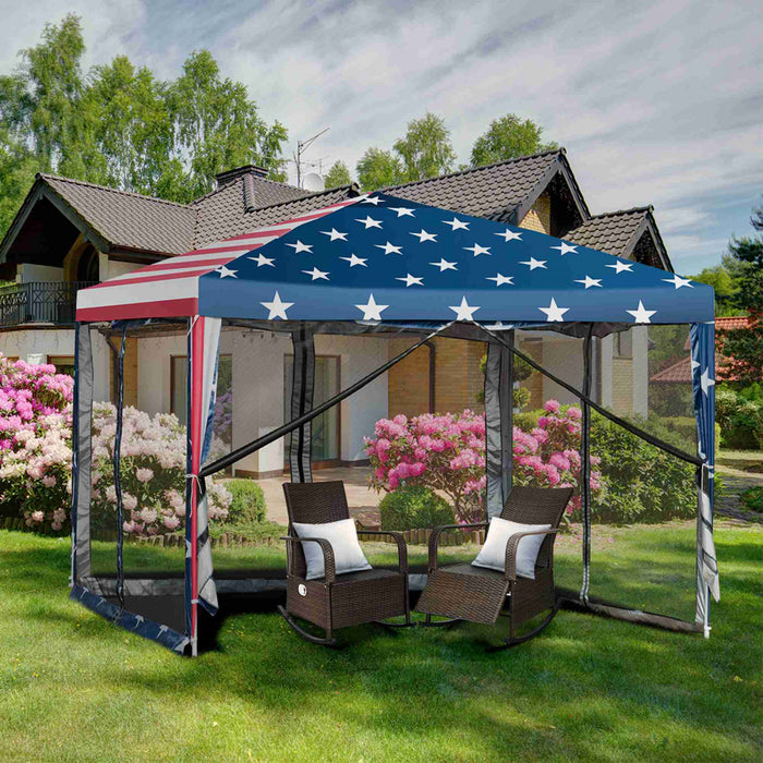 Costway 10’x10’ Fodling Pop Up Tente Gazebo Canopy Mesh Flanc