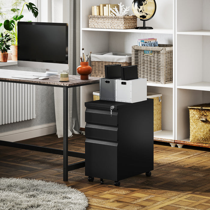 Vinsett Classeur a 3 tiroirs en acier A4 Lettre Legal, Blanc